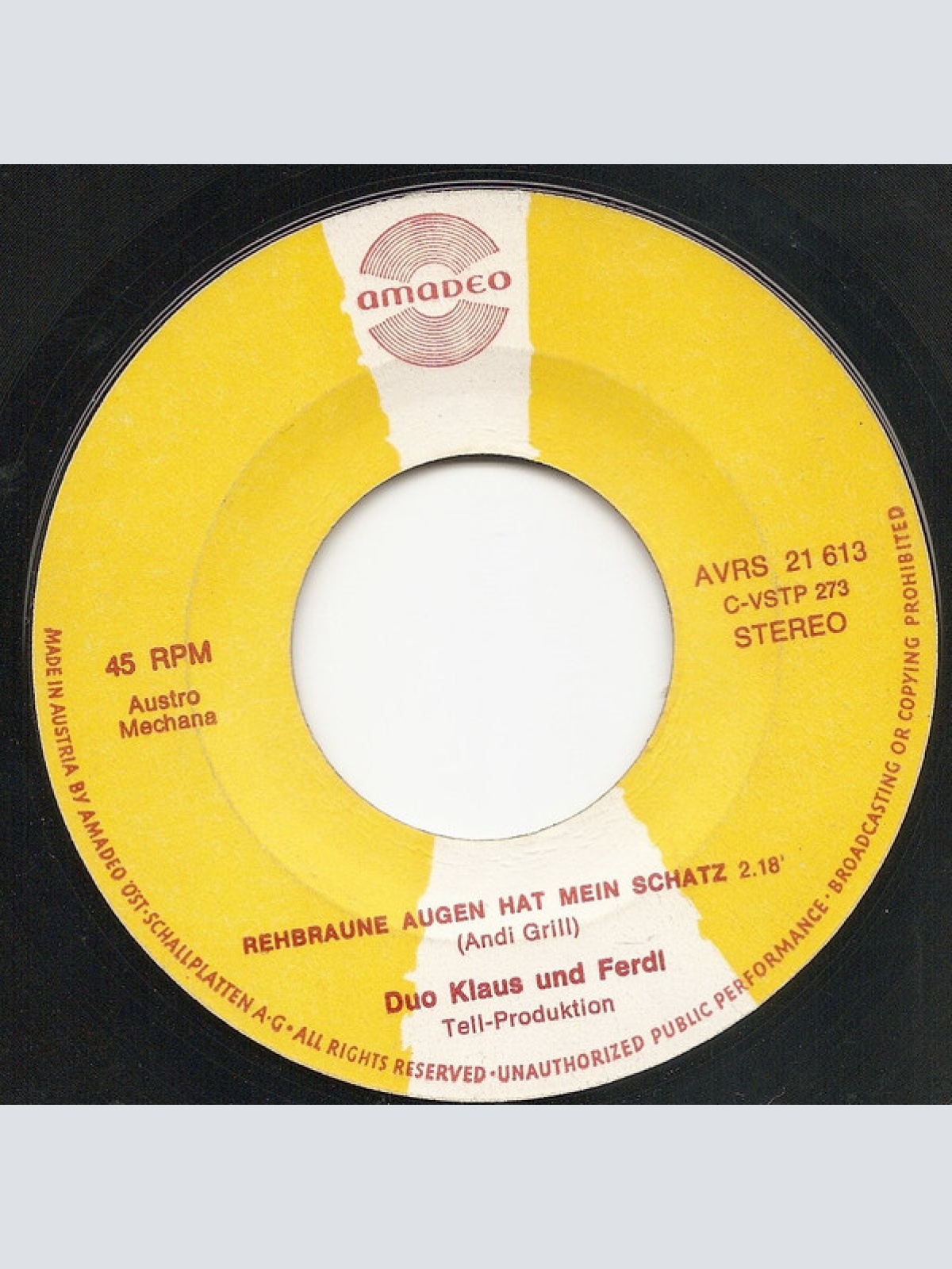 Vinyl / Duo Klaus Und Ferdl* - Rehbraune Augen Hat Mein Schatz / Lienz, Du Dolomitendiamant