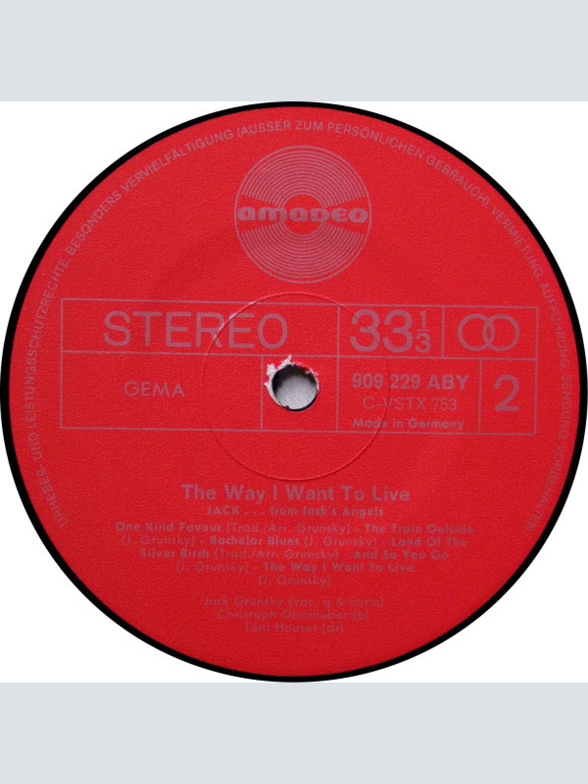 Vinyl / Jack ... from Jack's Angels* - "The Way I Want To Live"