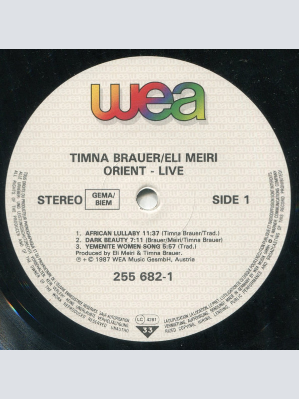 Vinyl / Timna Brauer - Eli Meiri* - Orient Live
