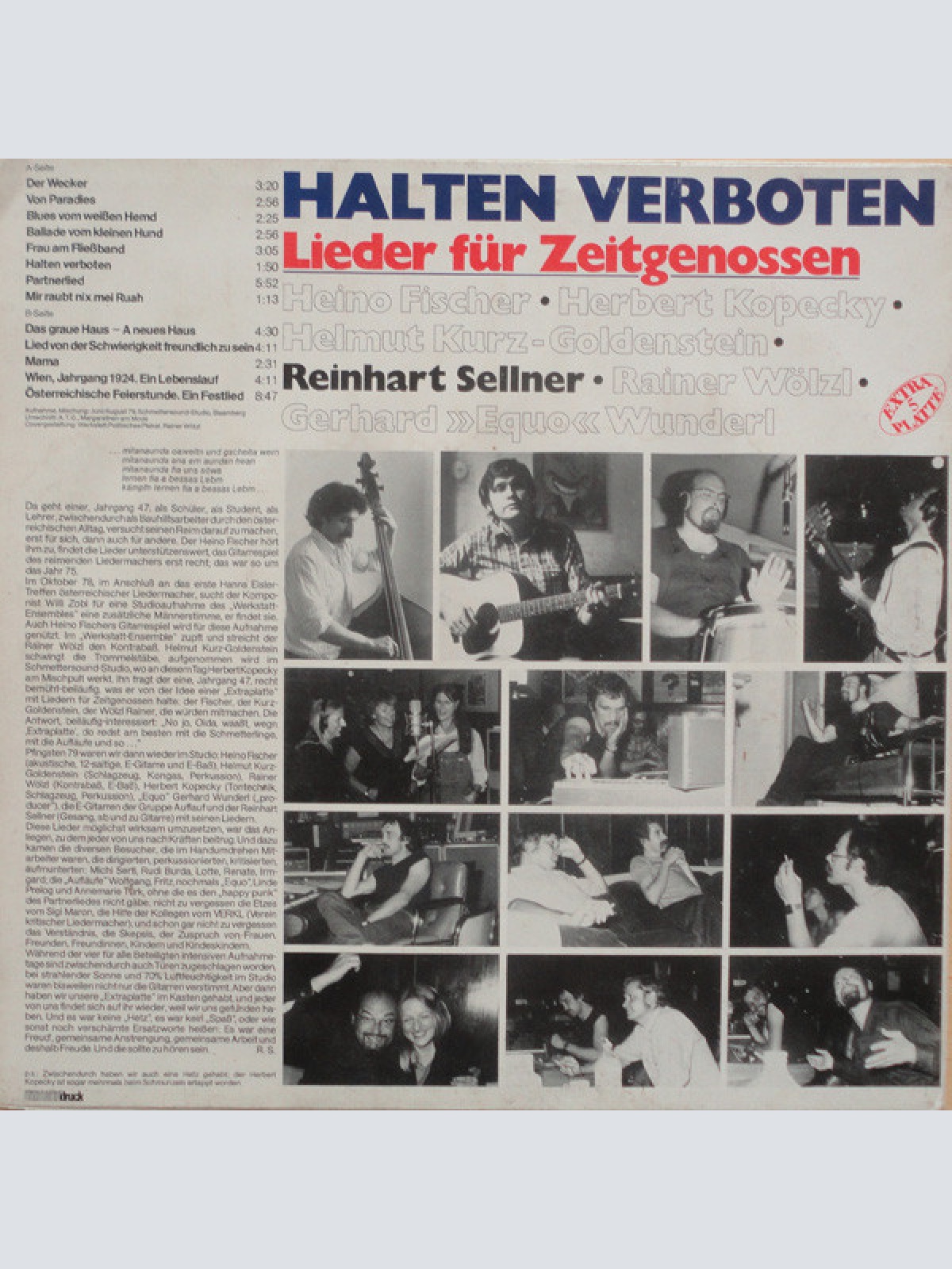 Vinyl / Reinhart Sellner - Halten Verboten - Lieder Für Zeitgenossen
