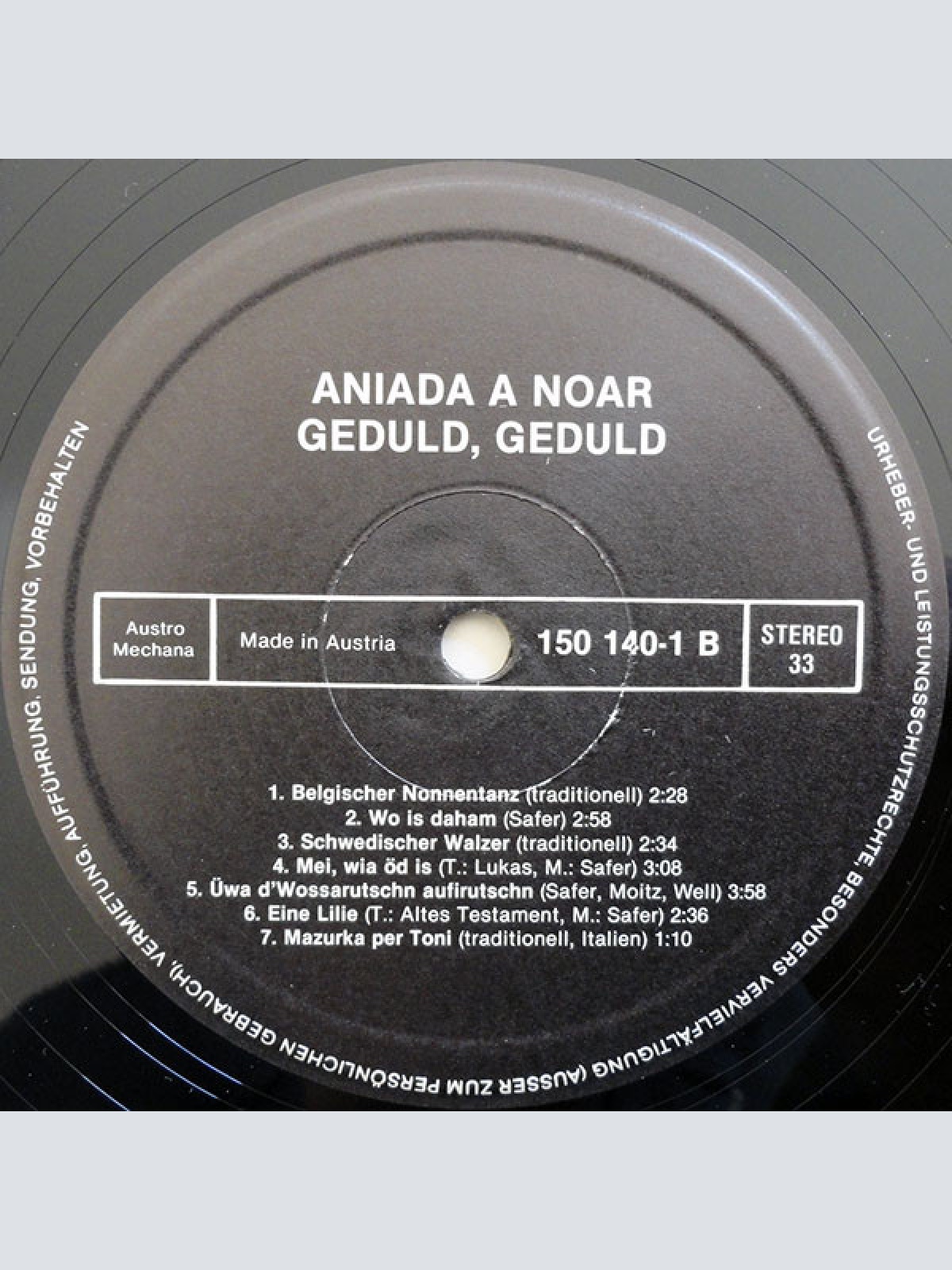 Vinyl / Aniada A Noar - Geduld, Geduld