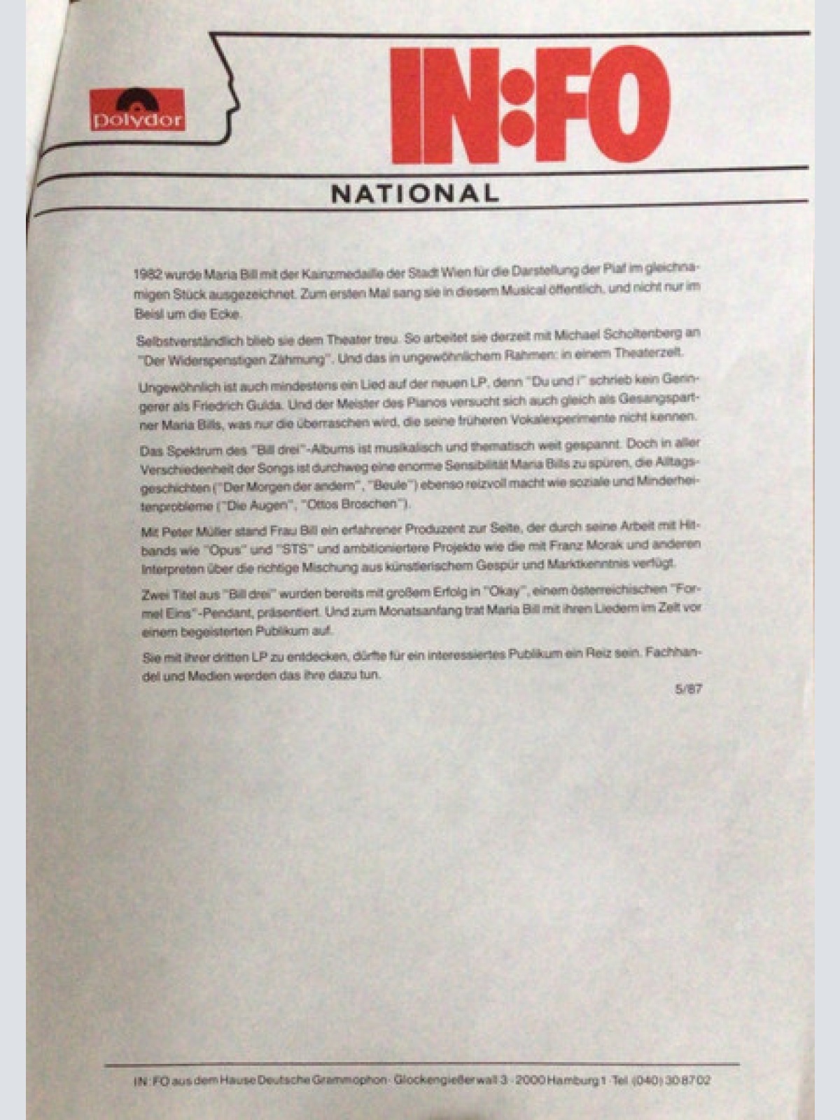 Vinyl / Maria Bill - Bill Drei