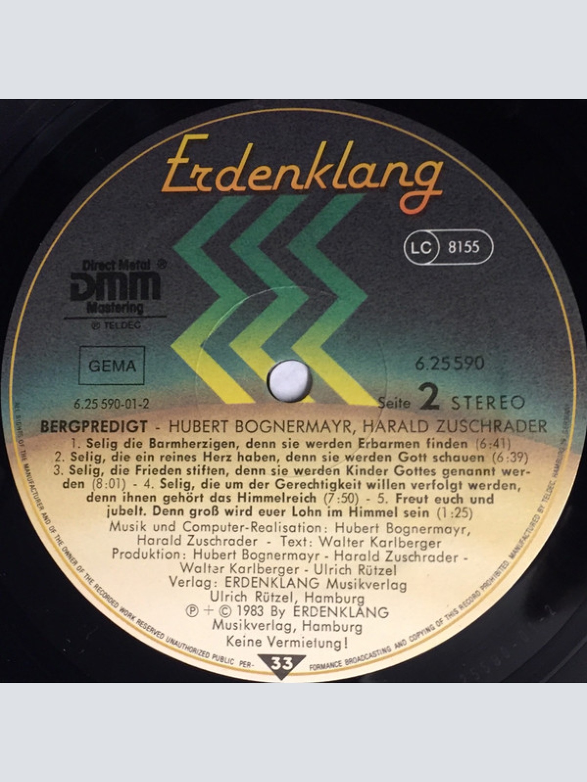 Vinyl / Hubert Bognermayr, Harald Zuschrader - Bergpredigt