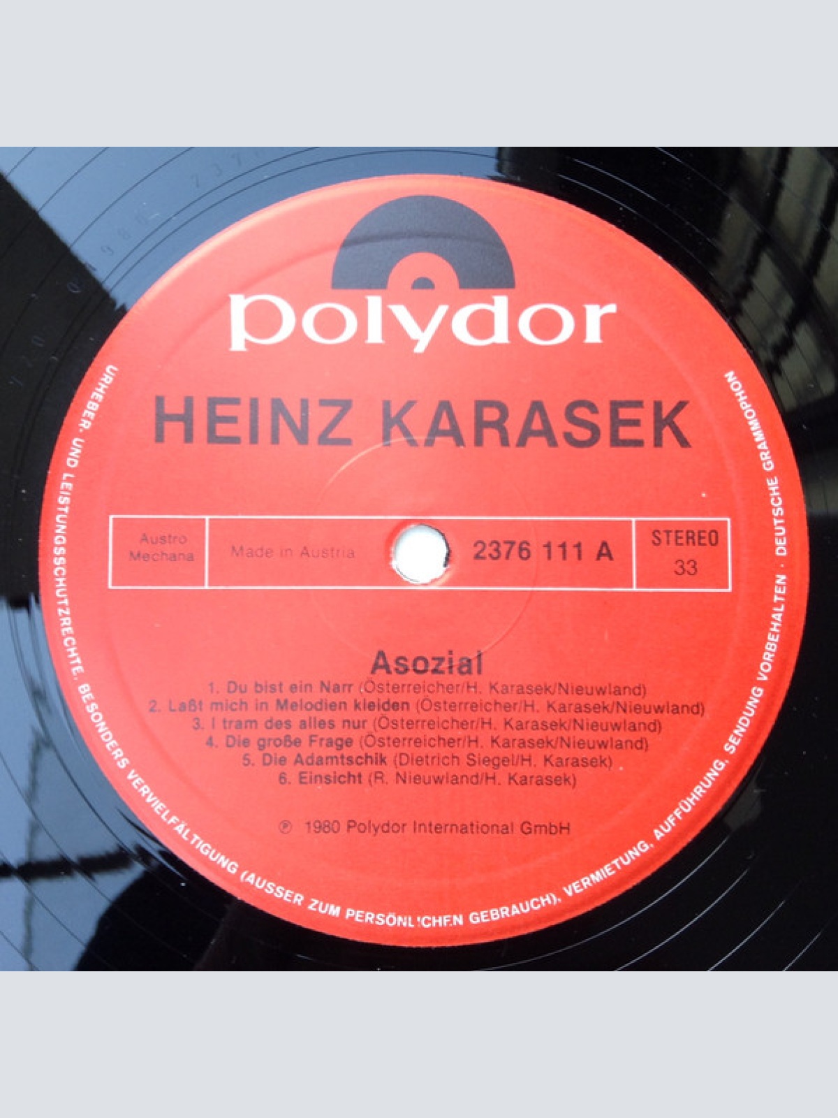 Vinyl / Heinz Karasek - Asozial