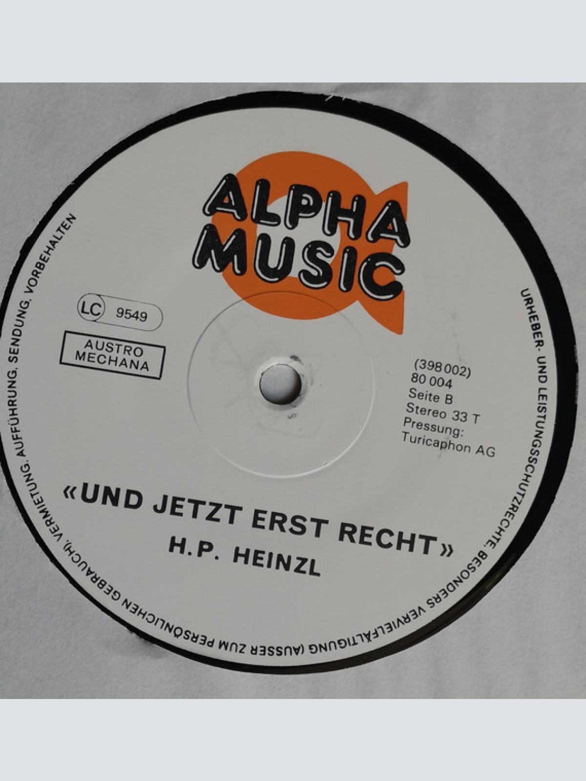 Vinyl / Hans Peter Heinzl - Und Jetzt Erst Recht