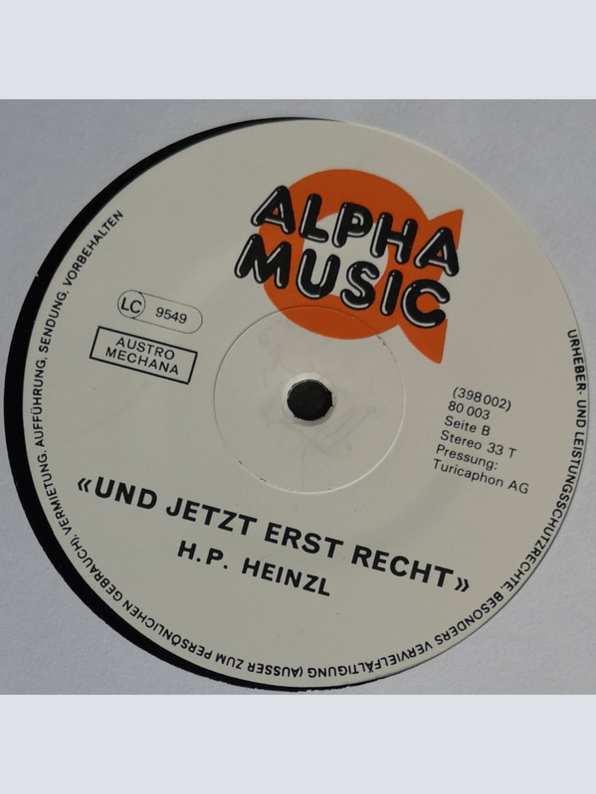Vinyl / Hans Peter Heinzl - Und Jetzt Erst Recht