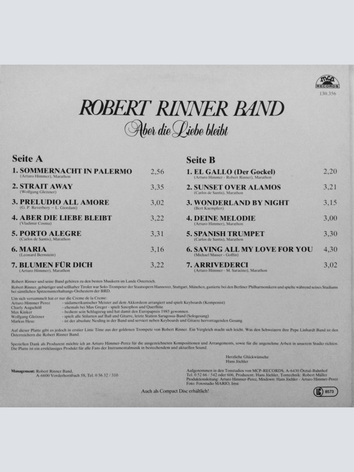 Vinyl / Robert Rinner Band - Aber Die Liebe Bleibt