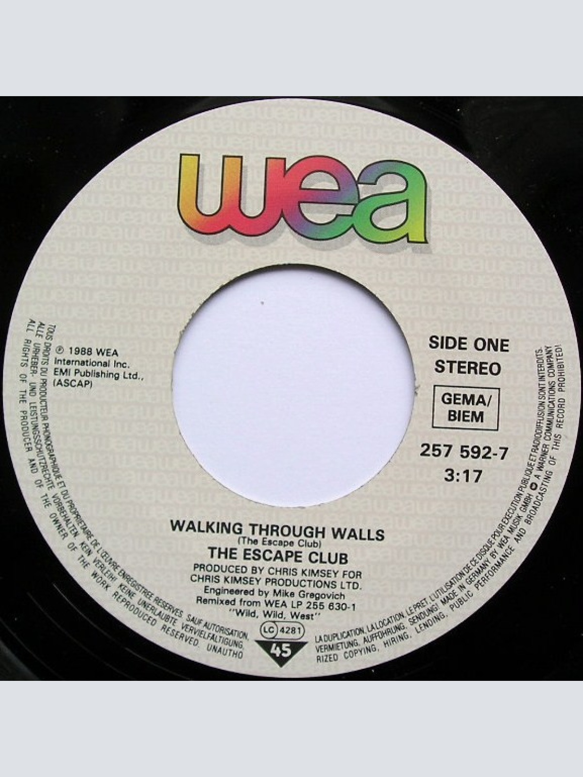 Vinyl / The Escape Club - Walking Through Walls