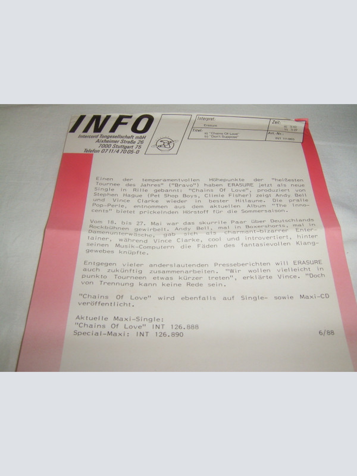 Vinyl / Erasure - Chains Of Love