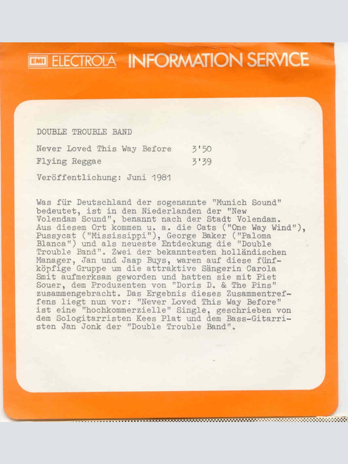 Vinyl / Double Trouble Band - Never Loved This Way Before