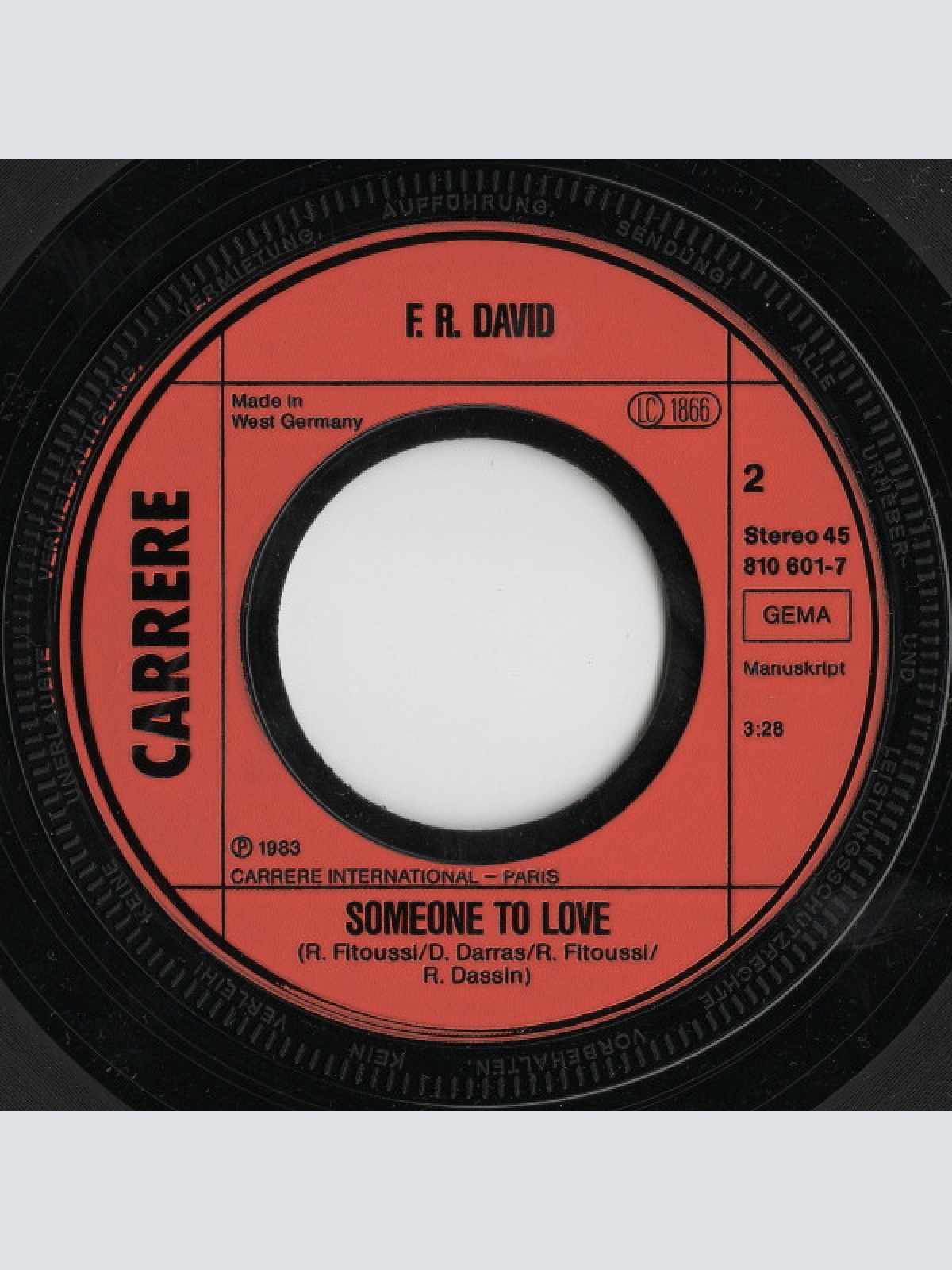 Vinyl / F.R David* - Pick Up The Phone