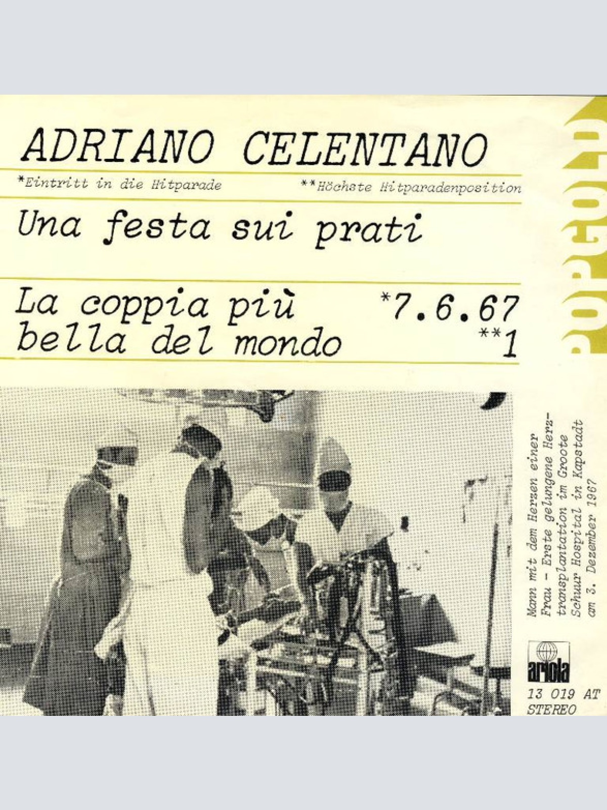 Vinyl / Adriano Celentano - Una Festa Sui Prati / La Coppia Più Bella Del Mondo