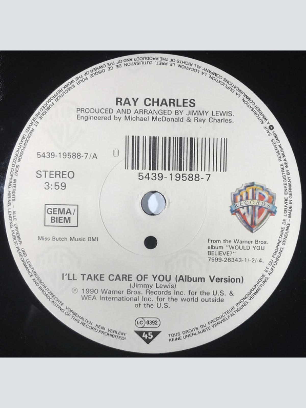 Vinyl / Ray Charles - I'll Take Care Of You