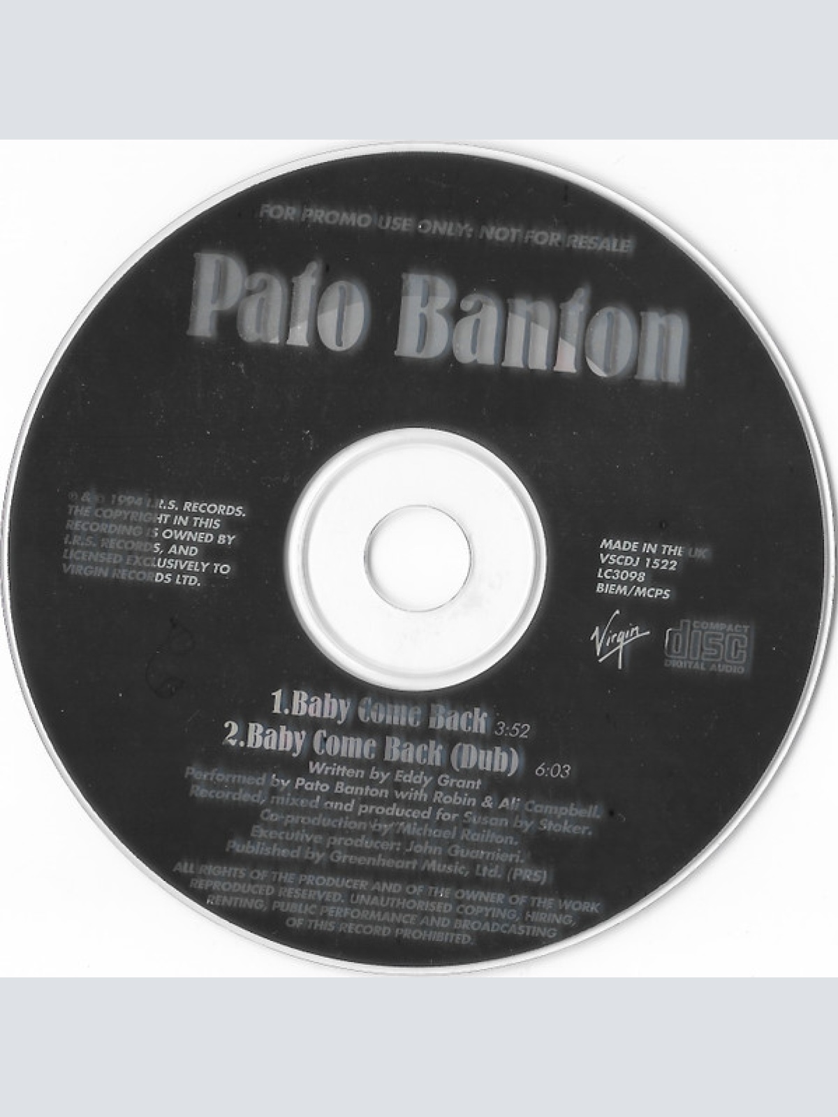 CD / Pato Banton - Baby Come Back