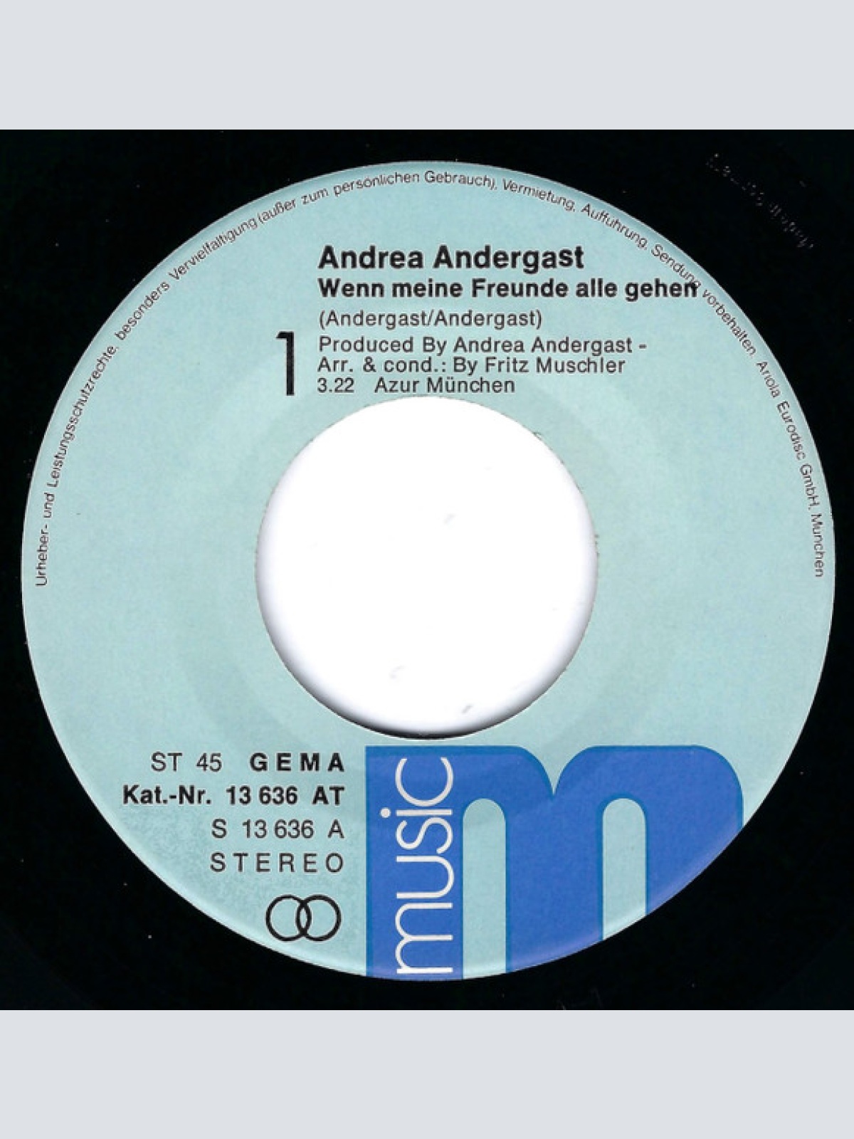 Vinyl / Andrea Andergast - Wenn Meine Freunde Alle Gehen