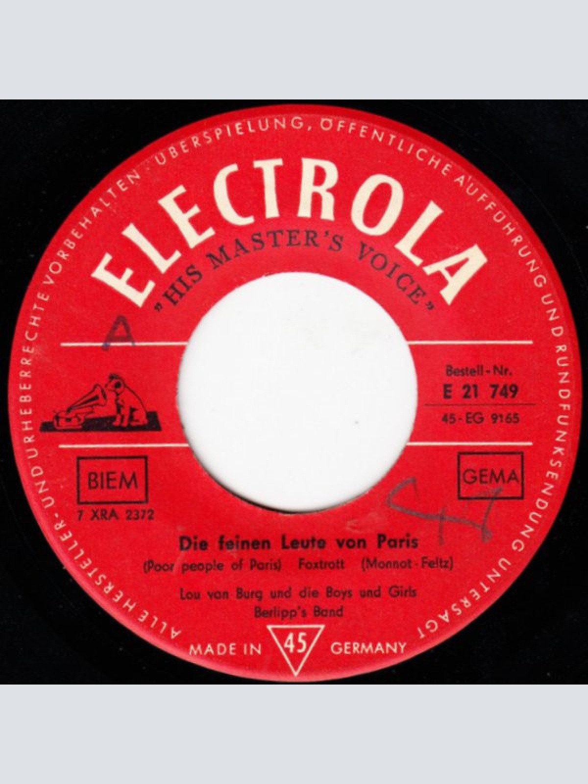 Vinyl / Lou Van Burg - Die Feinen Leute Von Paris