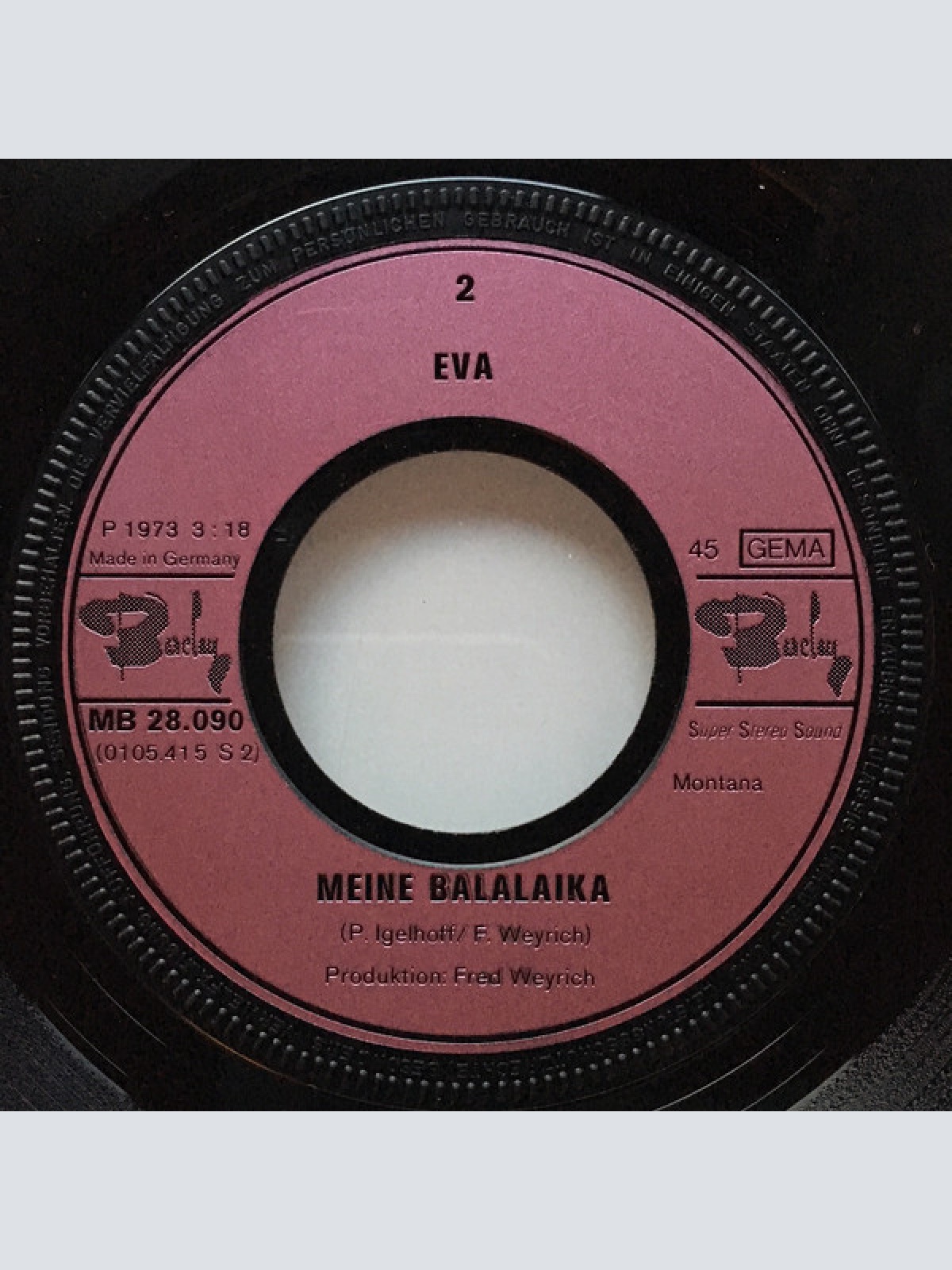 Vinyl / Eva (11) - Alles Wird Einmal Vorübergeh'n / Meine Balalaika