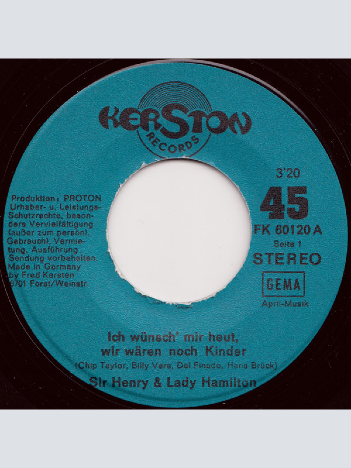 Vinyl / Sir Henry & Lady Hamilton - Ich Wünsch' Mir Heut, Wir Wären Noch Kinder / Dann Traf Ich Dich