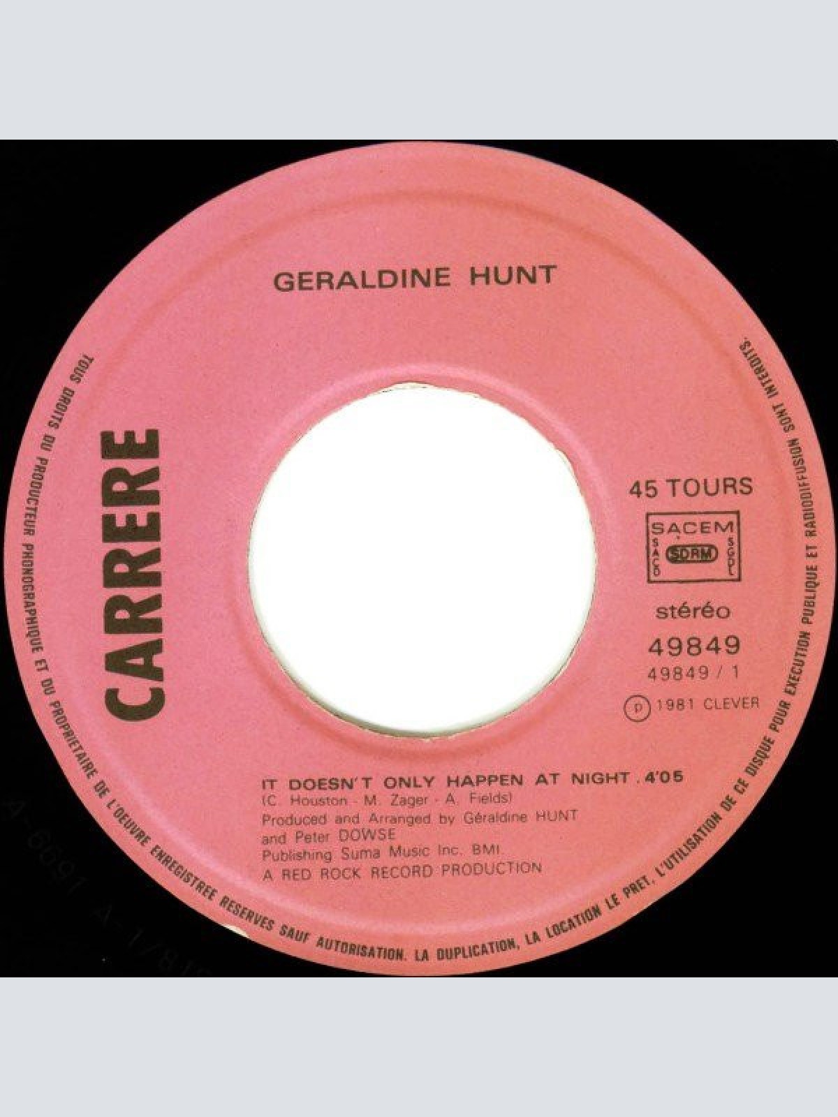 Vinyl / Géraldine Hunt* - It Doesn't Only Happen At Night