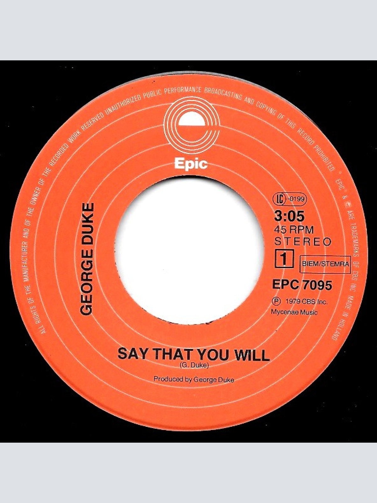 Vinyl / George Duke - Say That You Will / I Am For Real (May The Funk Be With You)