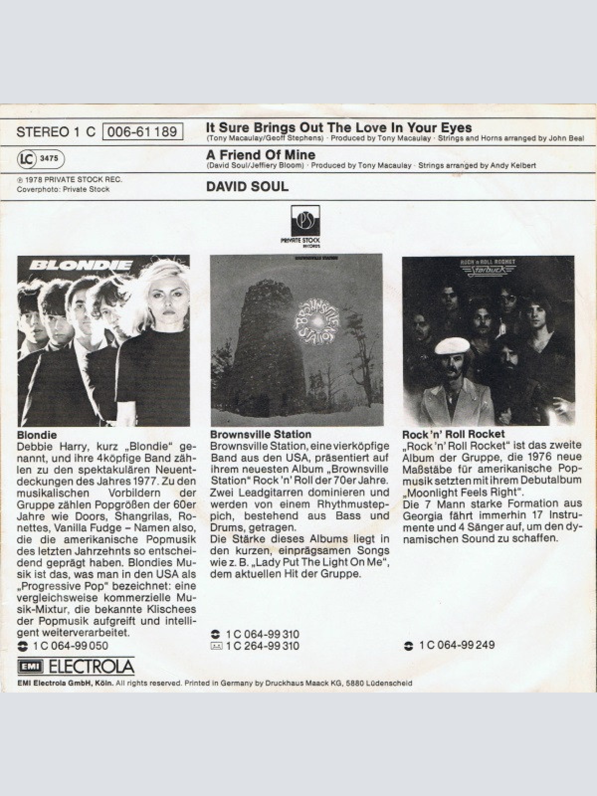 Vinyl / David Soul - It Sure Brings Out The Love In Your Eyes