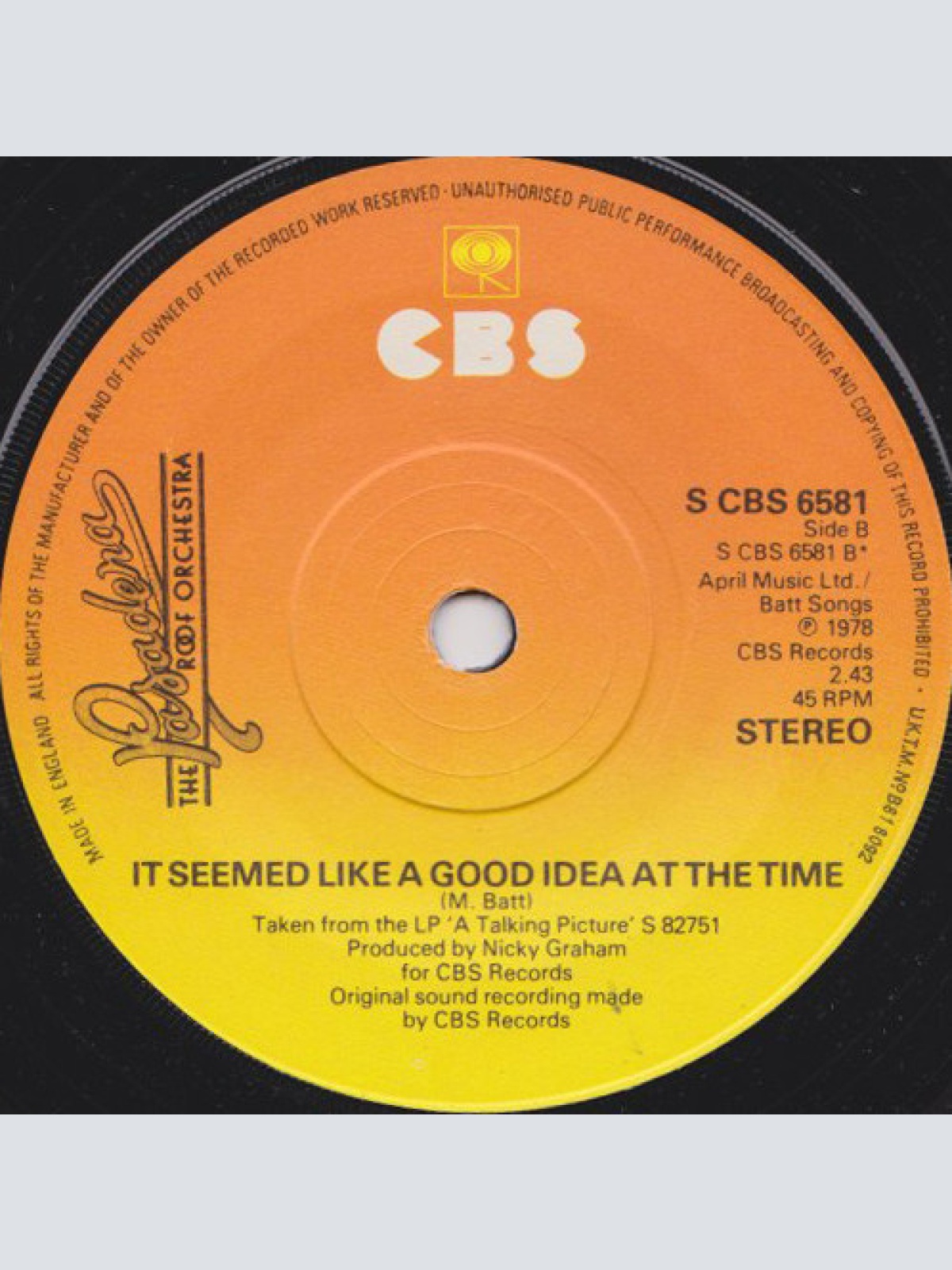 Vinyl / The Pasadena Roof Orchestra - Broken Record