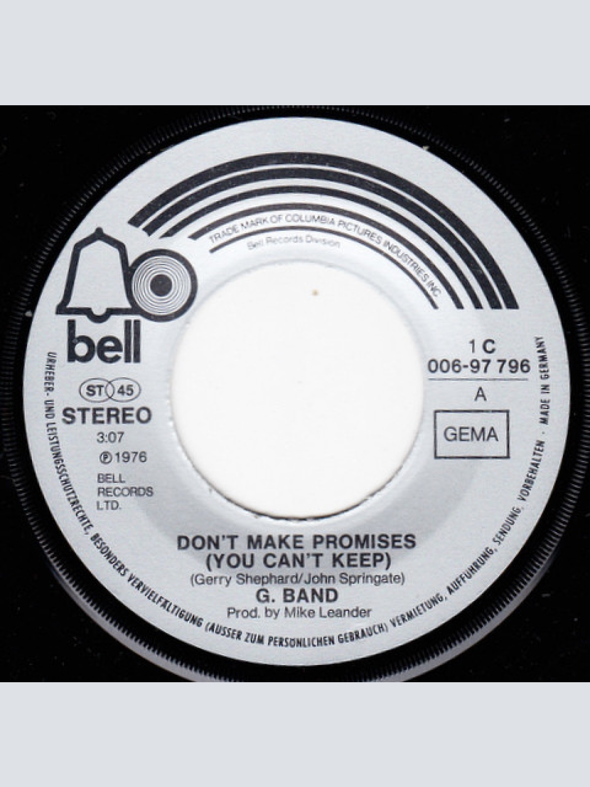 Vinyl / G. Band* - Don't Make Promises (You Can't Keep)