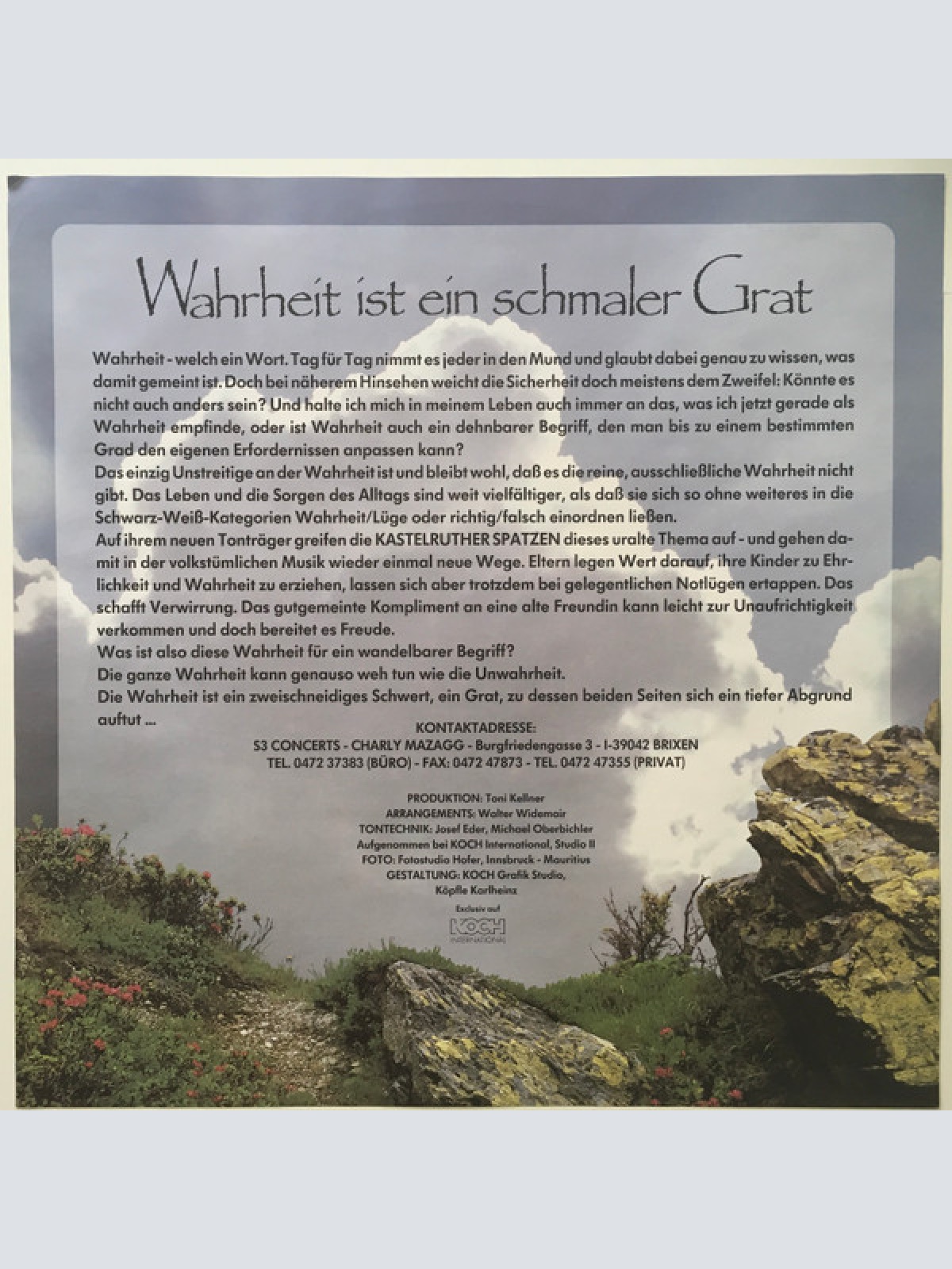 Vinyl / Kastelruther Spatzen - Wahrheit Ist Ein Schmaler Grat