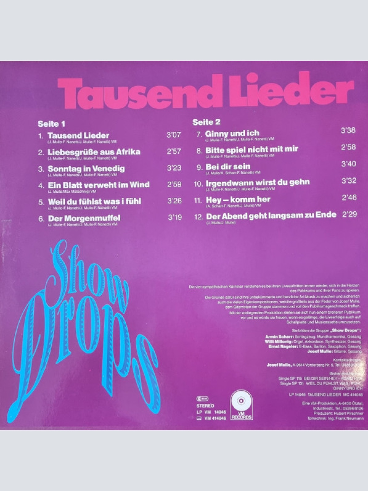 Vinyl / Show-Drops - Tausend Lieder