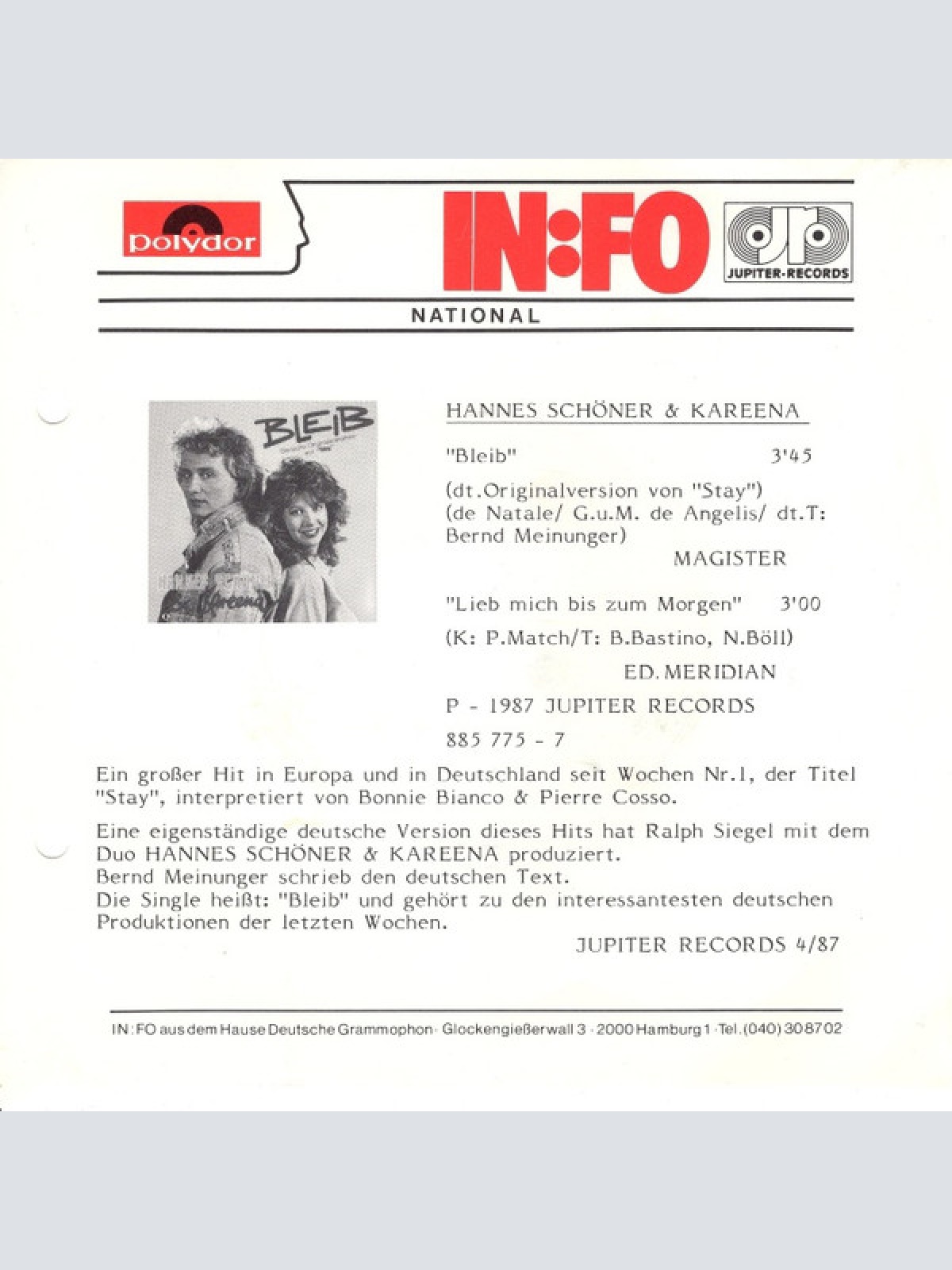 Vinyl / Hannes Schöner & Kareena - Bleib
