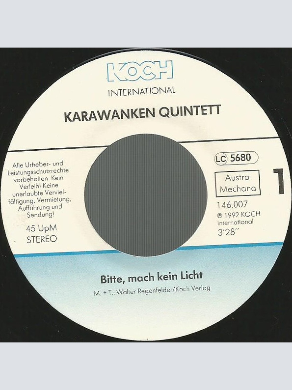 Vinyl / Karawanken Quintett - Bitte, Mach Kein Licht