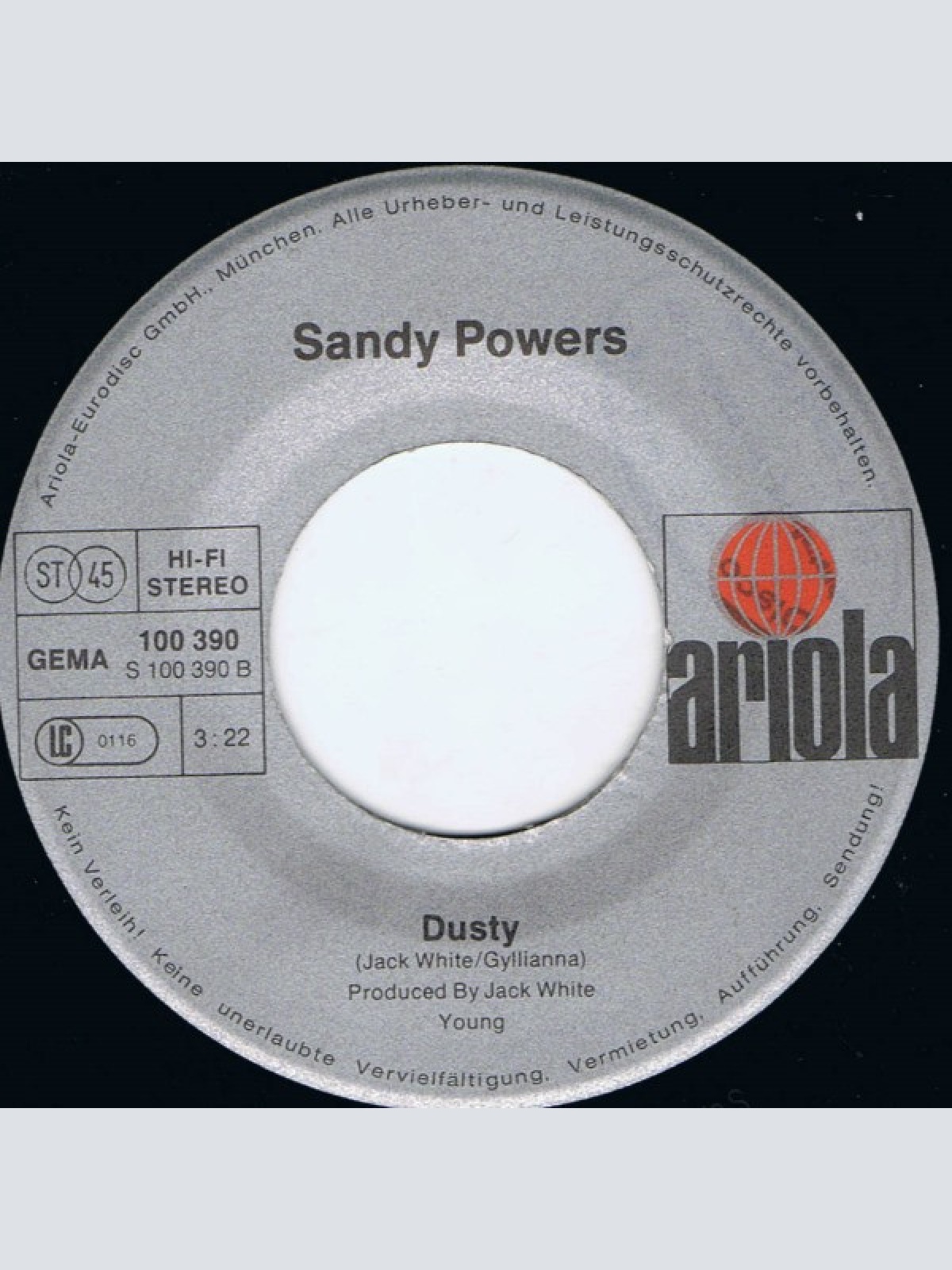 Vinyl / Sandy Powers - Hey Sam (The One And Lonely Man) / Dusty