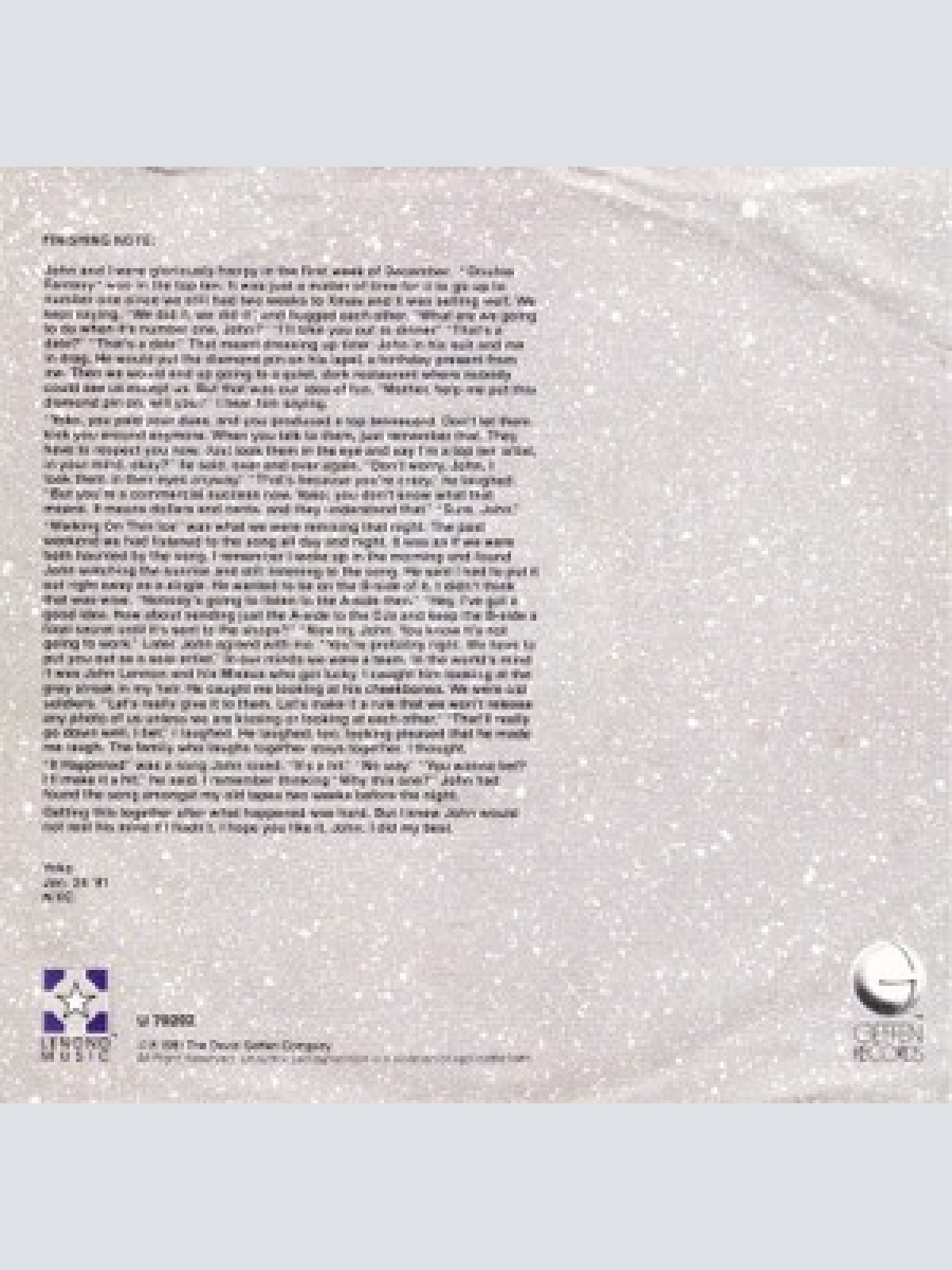 Vinyl / Yoko Ono - Walking On Thin Ice