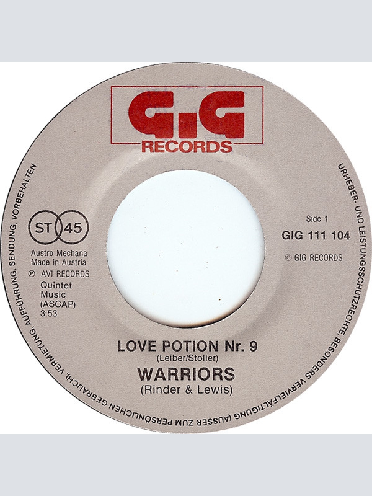 Vinyl / Warriors (6) - Love Potion Nr. 9
