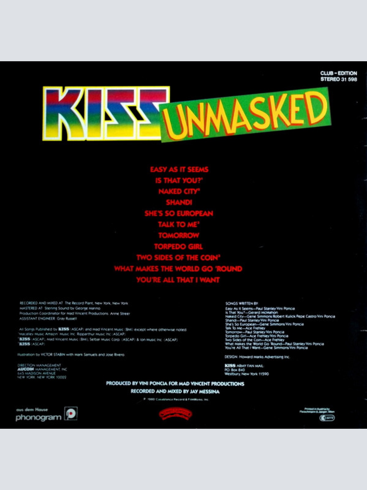 Vinyl / Kiss - Unmasked