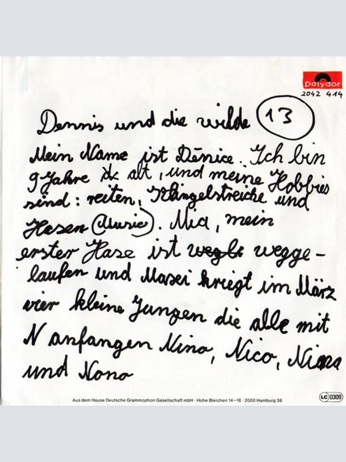 Vinyl / Dennis Und Die Wilde 13 - Schule, Nein Danke! / Christian