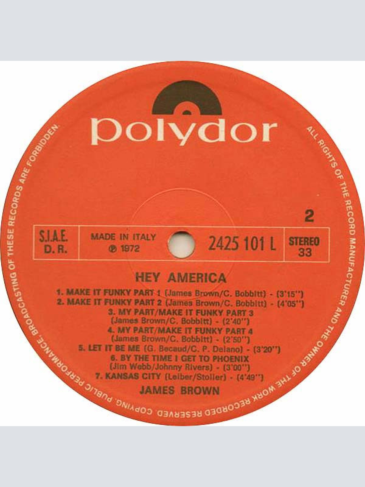 Vinyl / James Brown - Hey America
