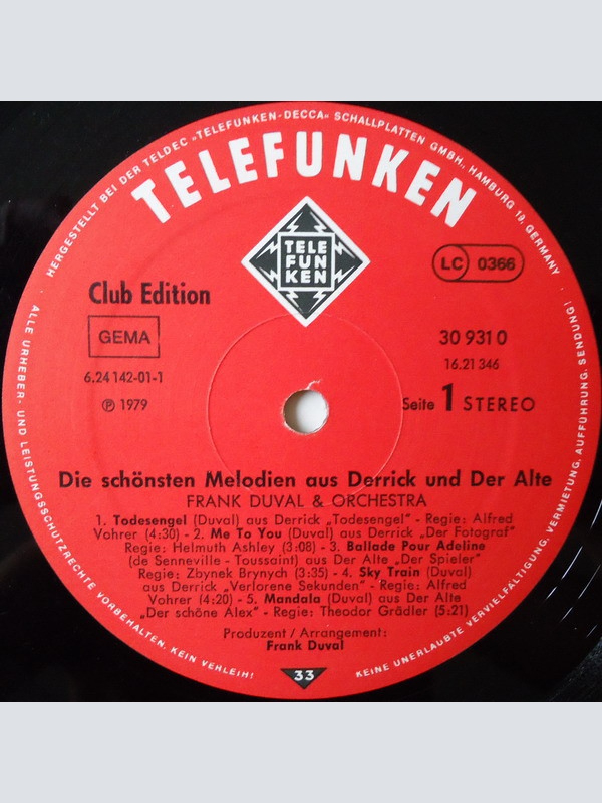 Vinyl / Frank Duval & Orchestra - Die Schönsten Melodien Aus "Derrick" Und "Der Alte"