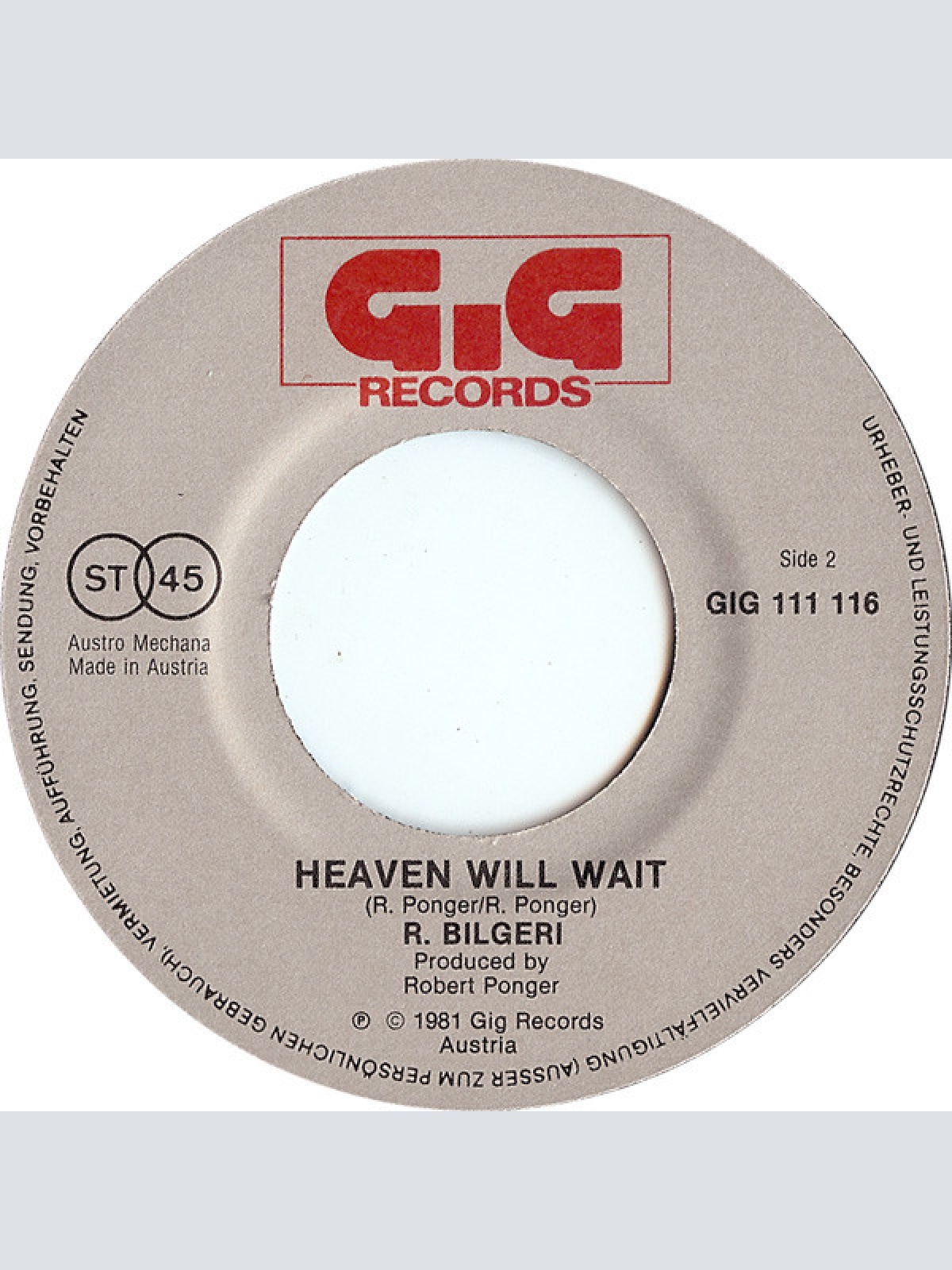 Vinyl / Bilgeri®* - In The Night / Heaven Will Wait