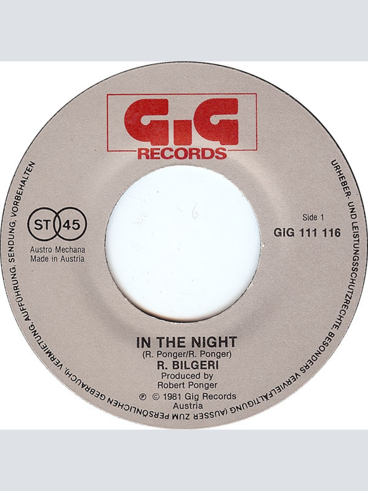 Vinyl / Bilgeri®* - In The Night / Heaven Will Wait