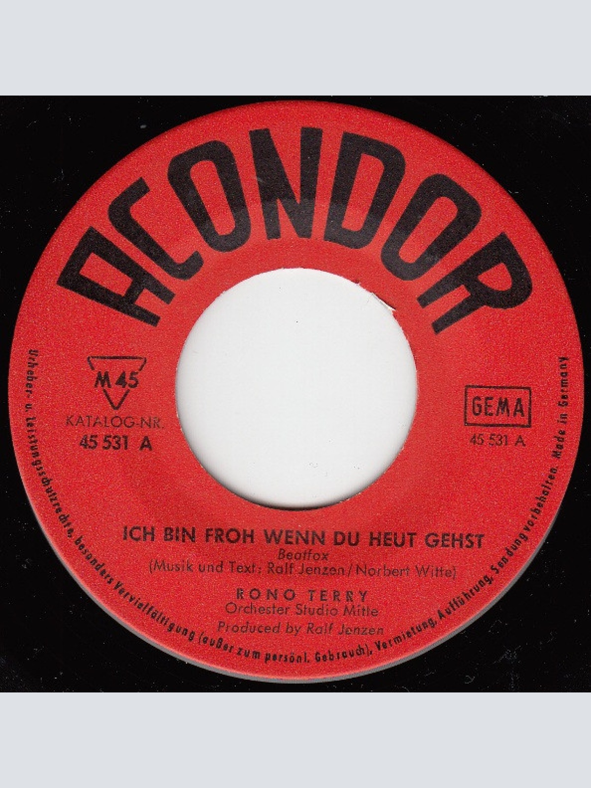Vinyl / Rono Terry* - Ich Bin Froh, Wenn Du Heut' Gehst