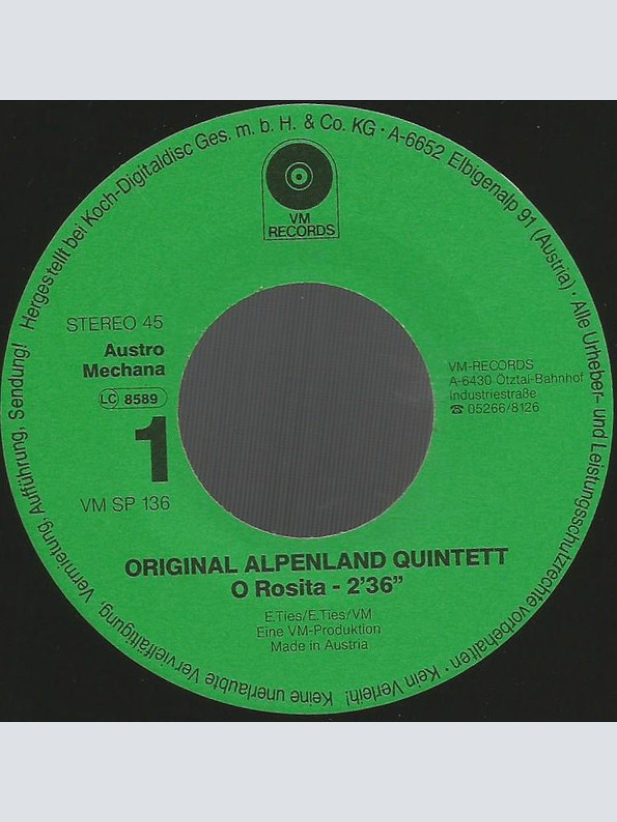 Vinyl / Orig. Alpenland Quintett - Oh, Rosita
