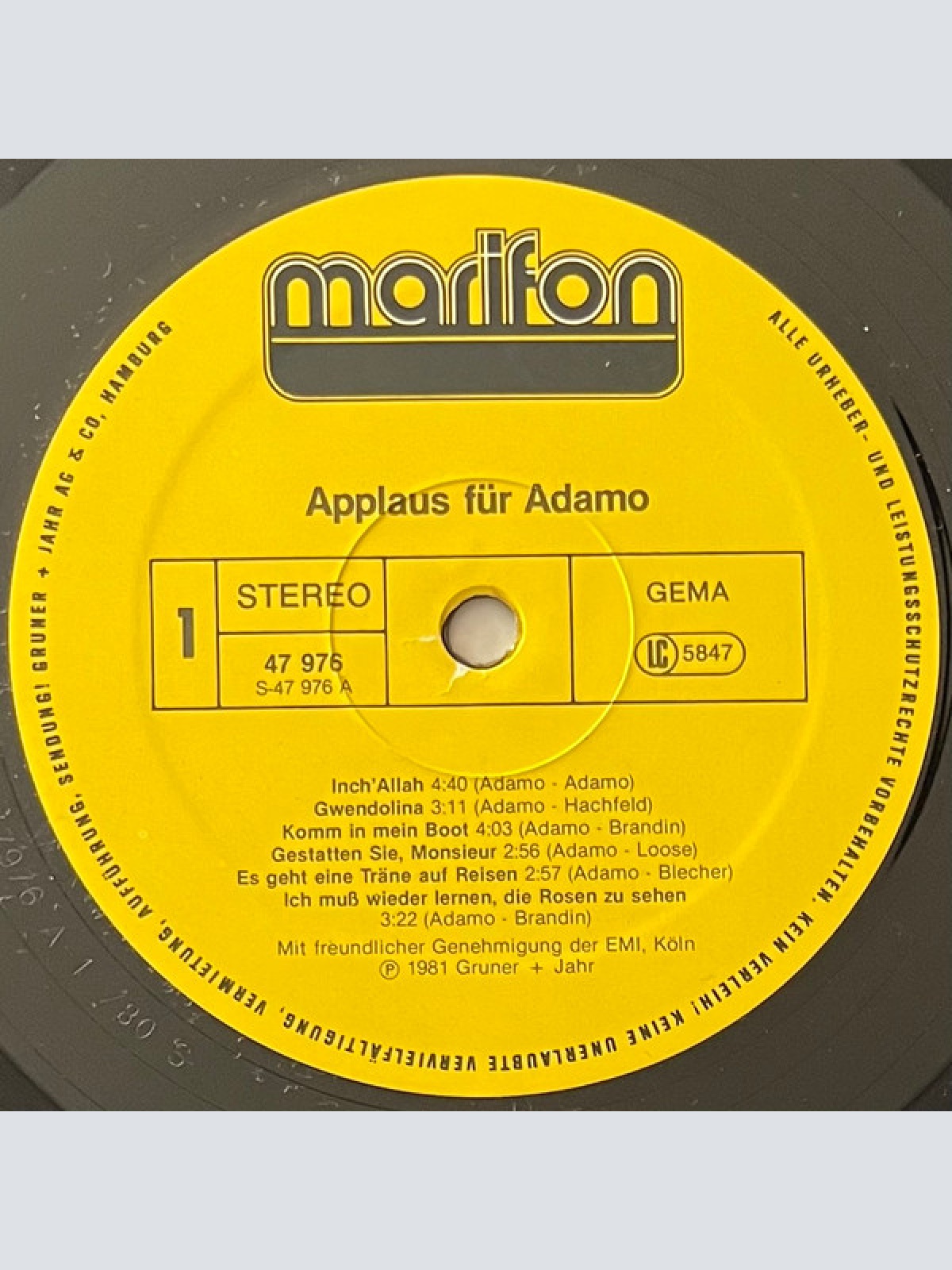 Vinyl / Adamo - Applaus für Adamo