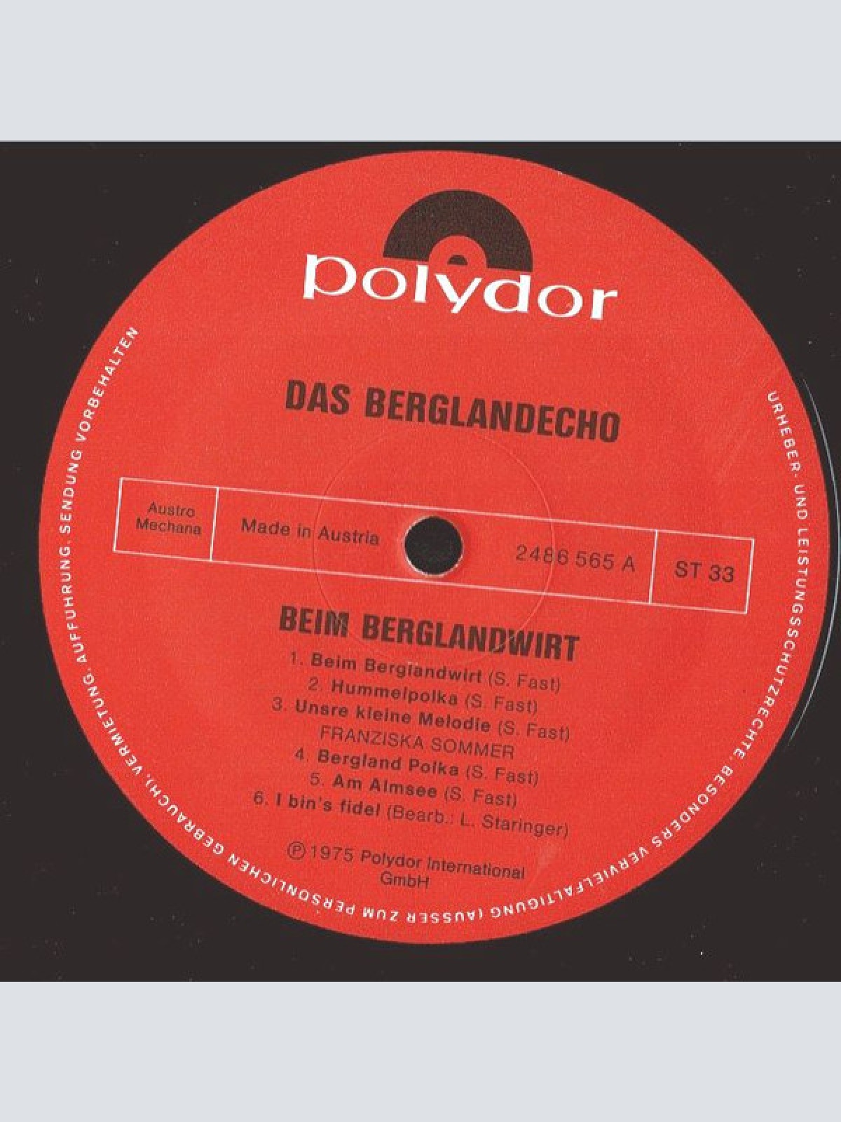 Vinyl / Das Berglandecho* - Beim Berglandwirt