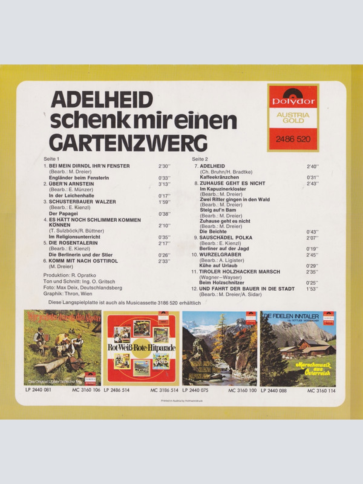Vinyl / Original Ligister Trio - Adelheid Schenk Mir Einen Gartenzwerg