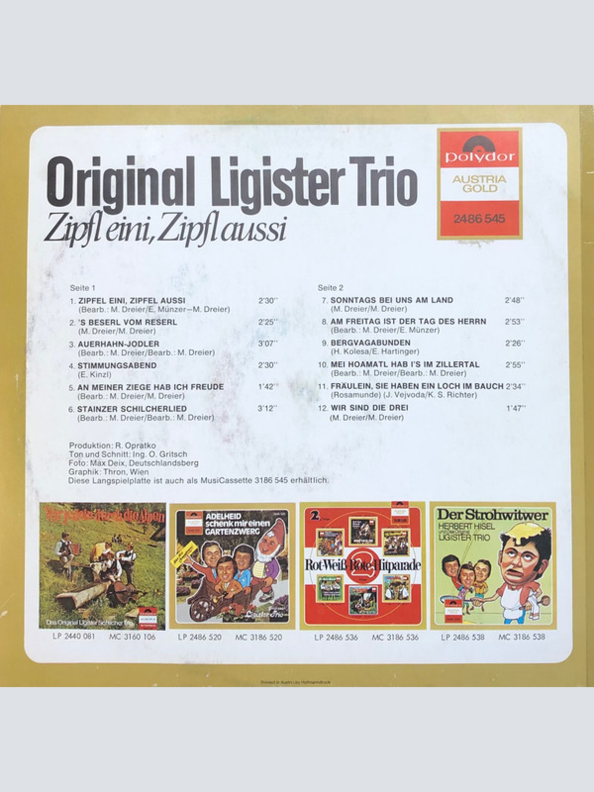 Vinyl / Original Ligister Trio - Zipfl Eini, Zipfl Aussi