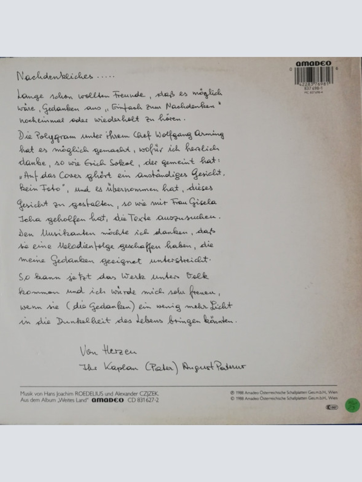 Vinyl / Kaplan August Paterno - Nachdenkliches