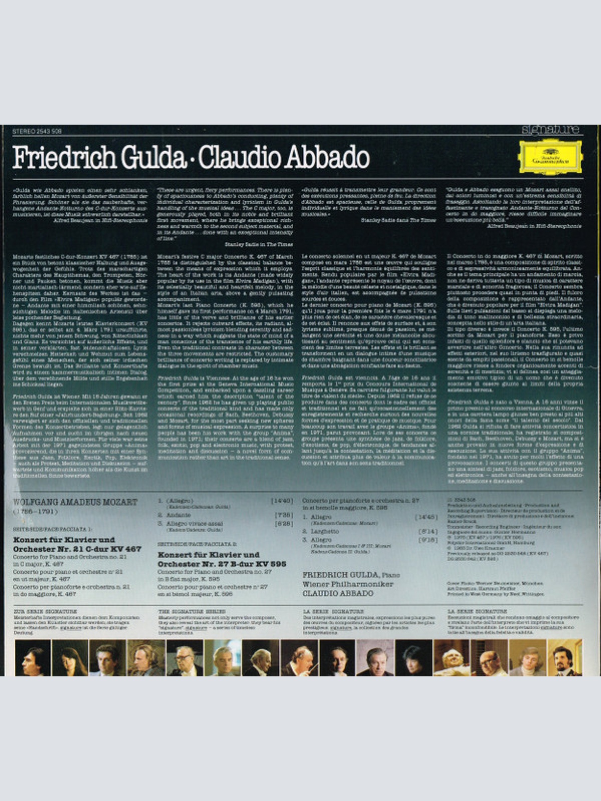 Vinyl / Friedrich Gulda · Claudio Abbado, Mozart*, Wiener Philharmoniker - Klavierkonzerte  = Piano Concertos Nos. 21 & 27