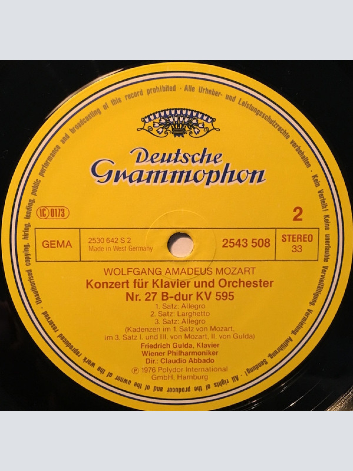 Vinyl / Friedrich Gulda · Claudio Abbado, Mozart*, Wiener Philharmoniker - Klavierkonzerte  = Piano Concertos Nos. 21 & 27
