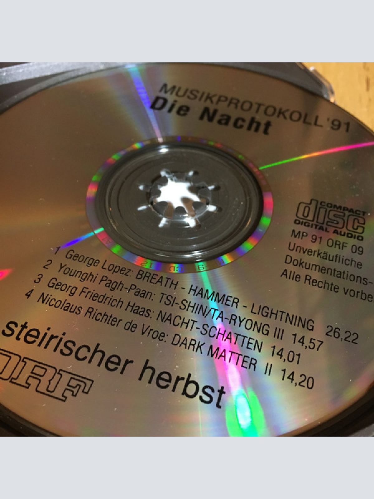 CD / George Lopez (3), Younghi Pagh-Paan, Georg Friedrich Haas, Nicolaus Richter de Vroe - Musikprotokoll '91 - Die Nacht